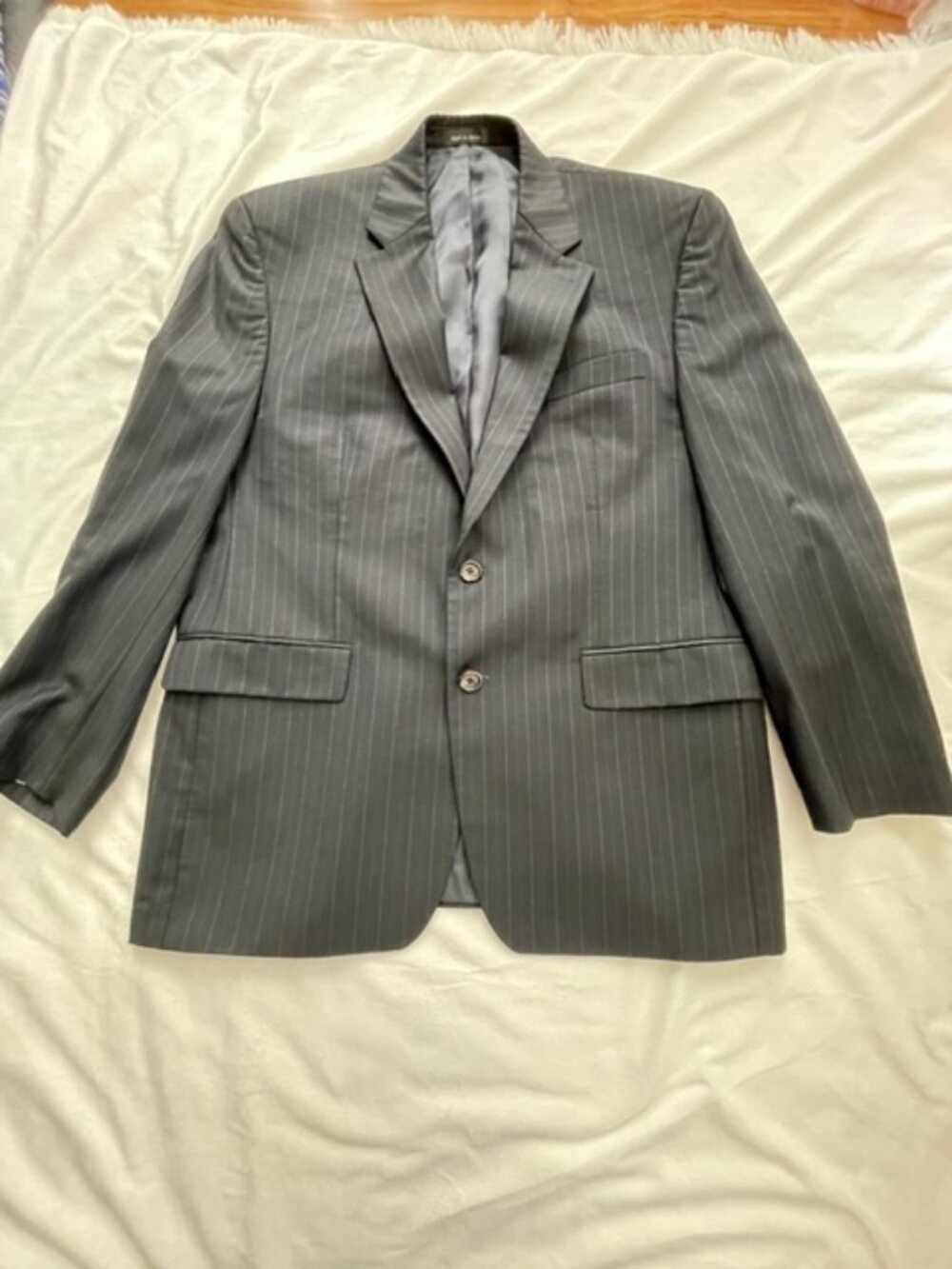 Lauren Ralph Lauren Men's 2 Pcs Pinstripe Suit 42R Wool, Pant 36W, Black